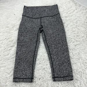 Lululemon Wunder Under Hi-Rise 1/2 Tight (17") Luon Crackle Jaquard Black White